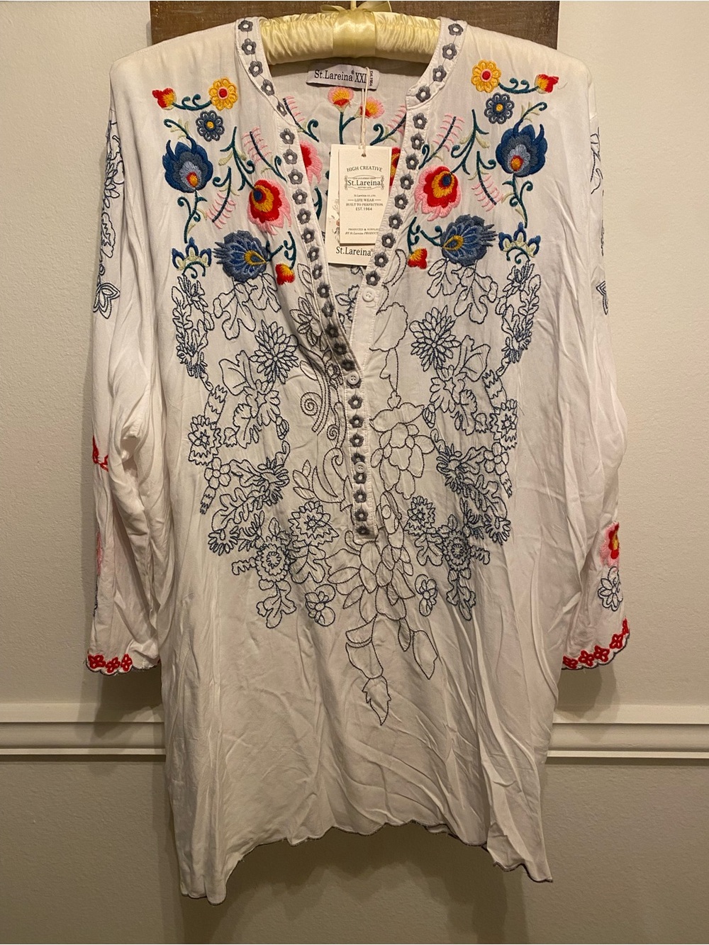 NET St. Lareina Embroidered Art-To-Wear Boho Tunic Sz XXL